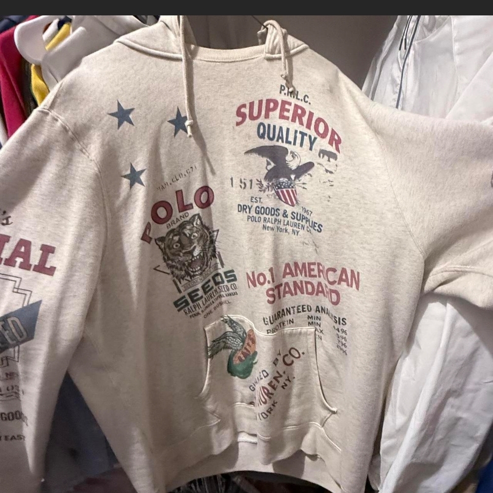 Polo by Ralph Lauren Beige Graphic Hoodie